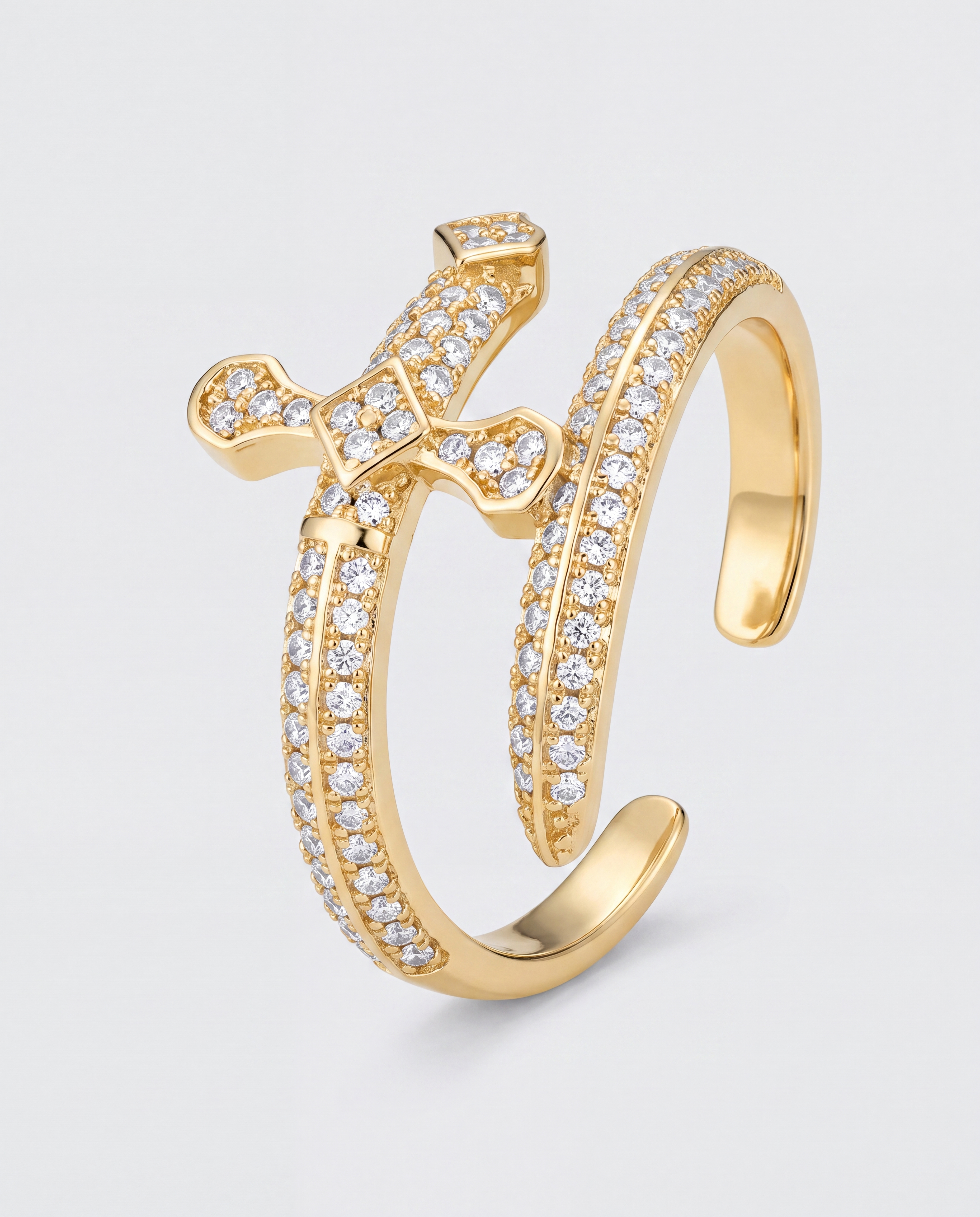 Gold Cross Loop Ring