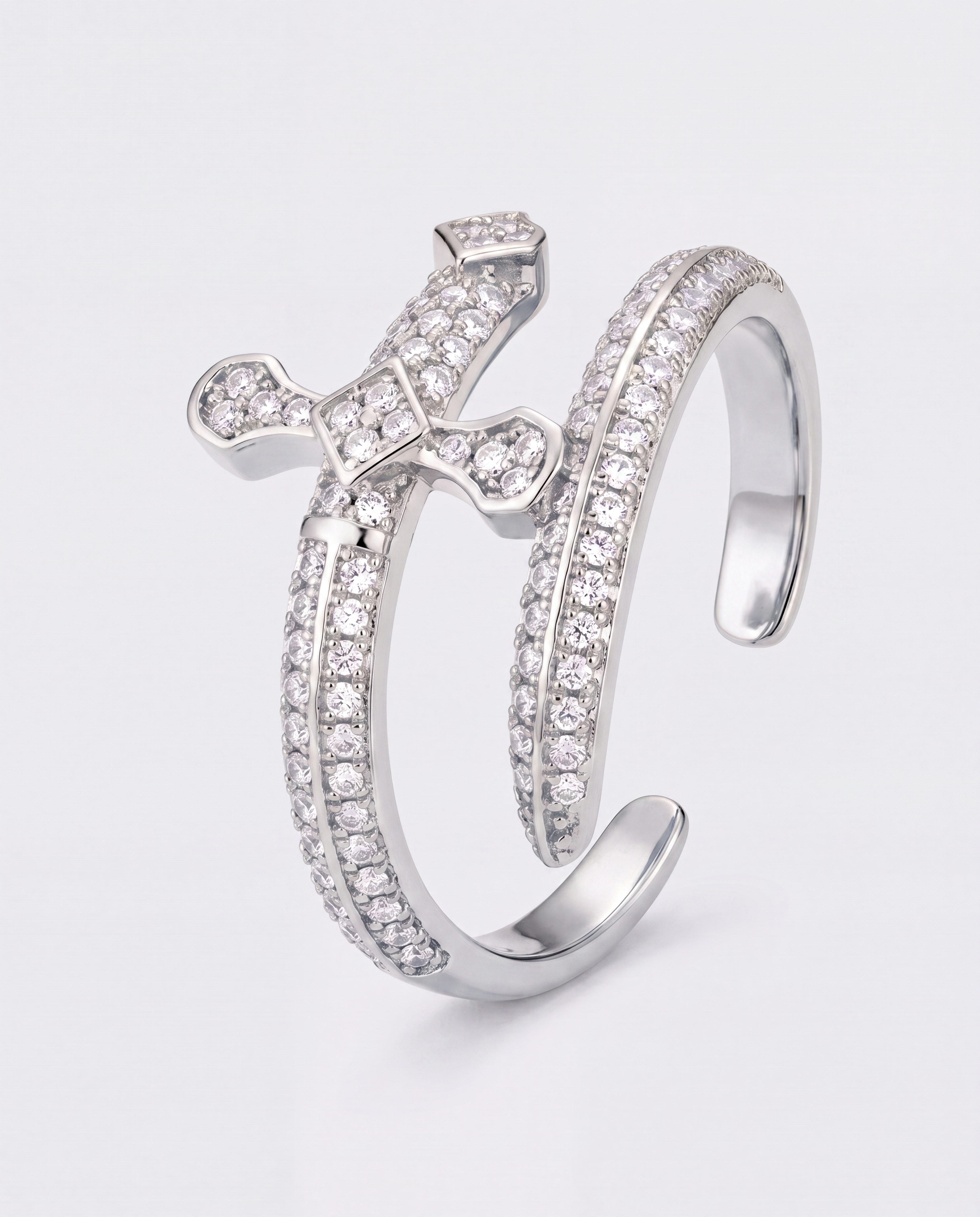 Silver Cross Loop Ring