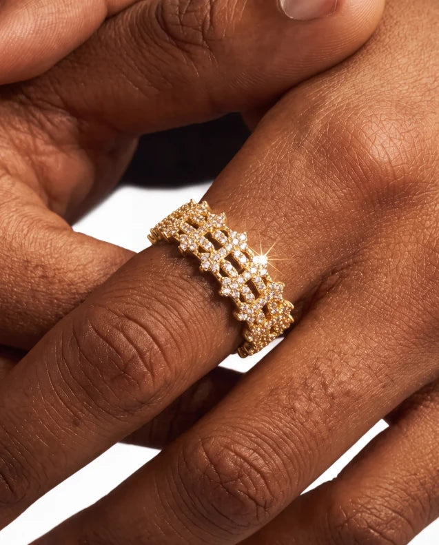Gold Cross Row Ring