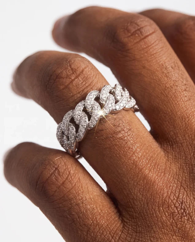 Silver Iced Links Ring