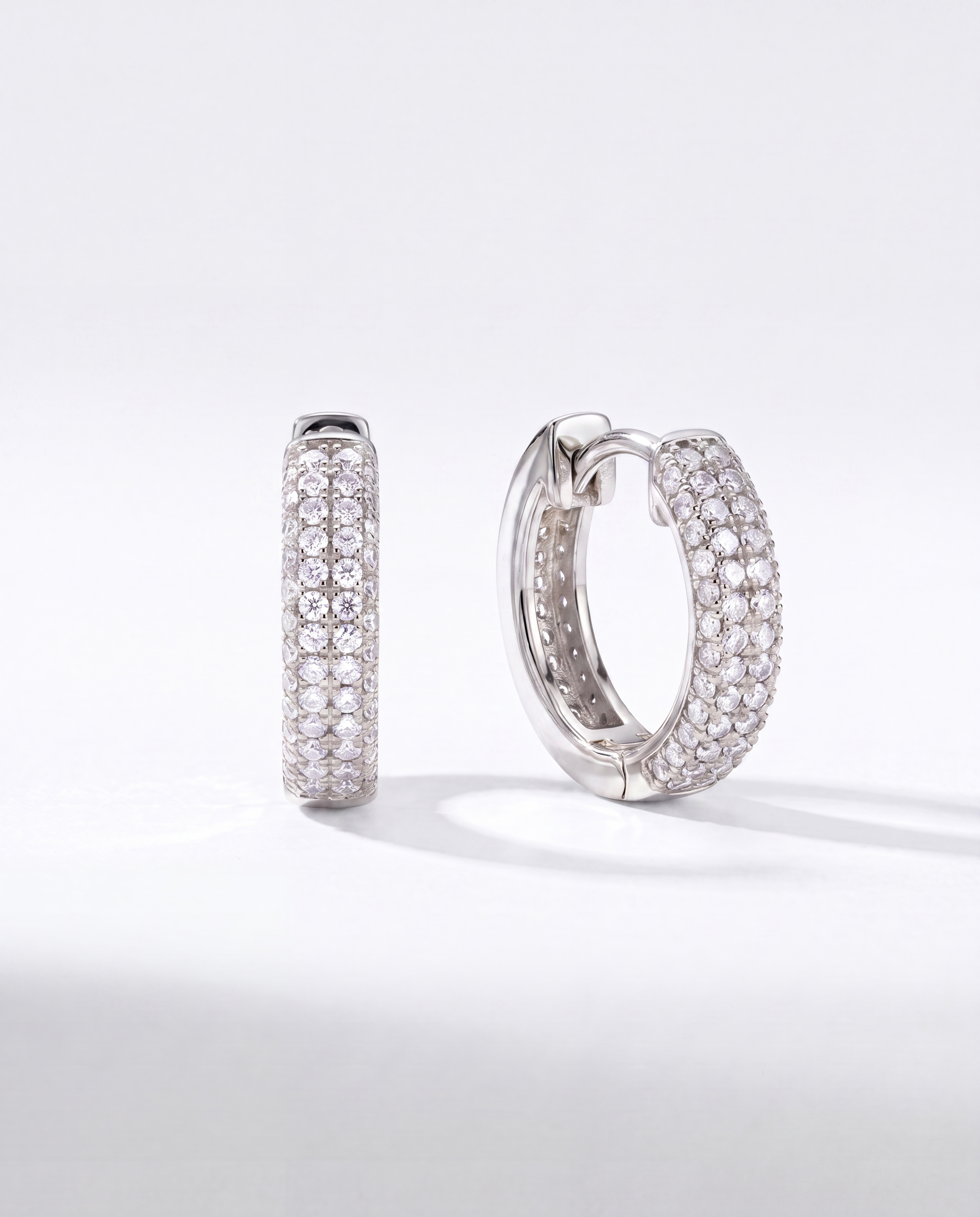 Silver Iced Hoop Earrings
